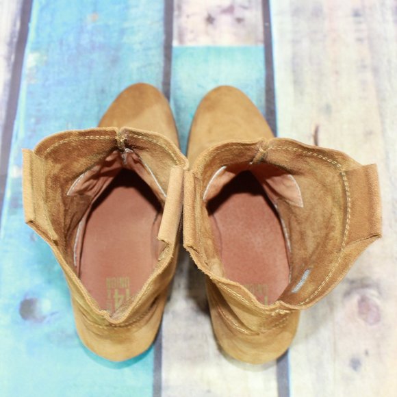 14th & Union Brown Suede Wooden Pull On Heeled Ankle Boots Size 7.5 - Picture 6 of 9